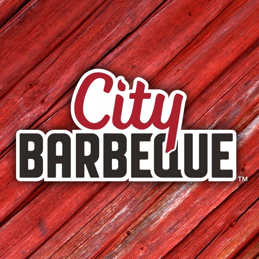 city barbeque logo on red background